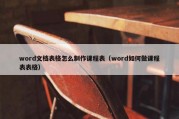 word文档表格怎么制作课程表（word如何做课程表表格）