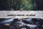 完美世界小红书运营分析？ 小红书的运营？