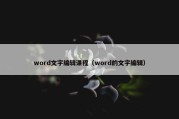 word文字编辑课程（word的文字编辑）