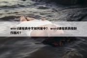 word课程表中字如何居中？ word课程表表格制作图片？