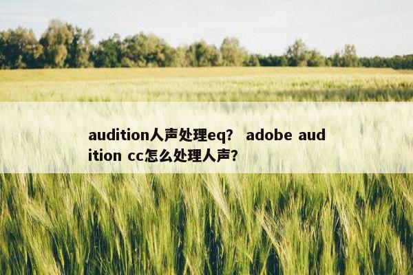 audition人声处理eq? adobe audition cc怎么处理人声? audition人声处理eq? adobe audition cc怎么处理人声?