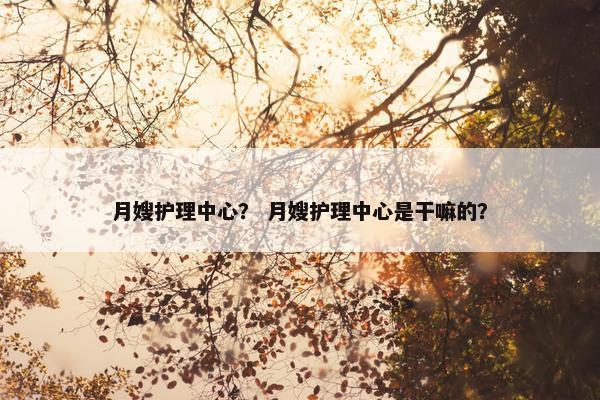 月嫂护理中心？ 月嫂护理中心是干嘛的？