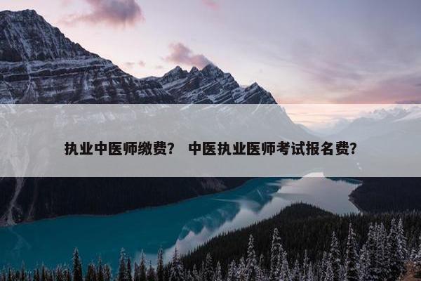 执业中医师缴费? 中医执业医师考试报名费? 执业中医师缴费? 中医执业医师考试报名费?