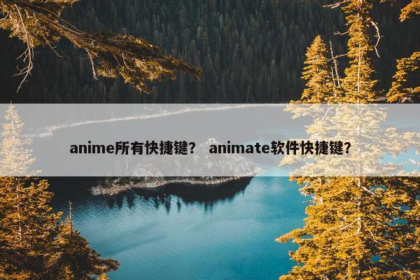 anime所有快捷键？ animate软件快捷键？