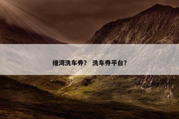 维湾洗车券? 洗车券平台? 维湾洗车券? 洗车券平台?