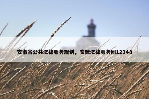 安徽省公共法律服务规划，安徽法律服务网12348