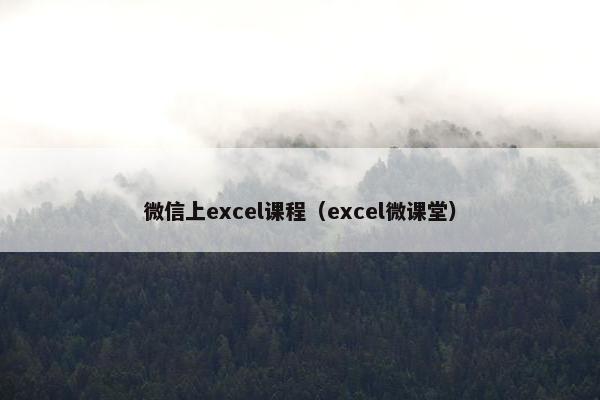 微信上excel课程(excel微课堂) 微信上excel课程(excel微课堂)