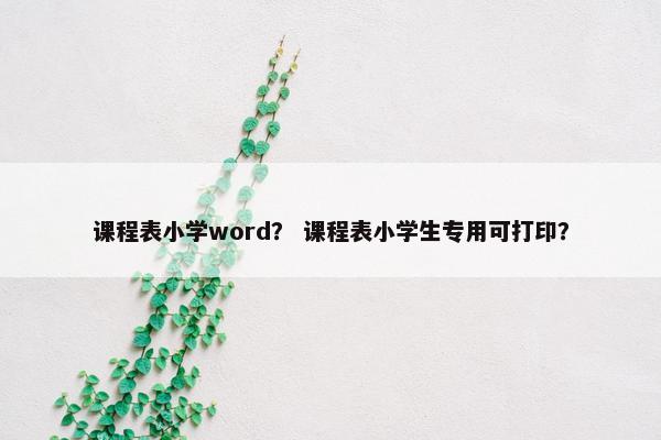 课程表小学word？ 课程表小学生专用可打印？