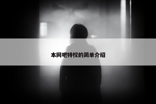本网吧特权的简单介绍